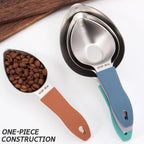 Juego de 4 tazas medidoras de acero inoxidable para ingredientes secos y líquidos con asas de silicona antideslizantes y medidas grabadas con láser, tazas medidoras de metal