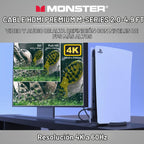 Monster Cable HDMI 2.0 de alta calidad certificado Serie M, 22.5 Gbps, 4K UHD 60Hz, blindaje de triple capa, chaqueta Duraflex, cable HDMI para TV, monitor, juegos, PC, 4.9 pies