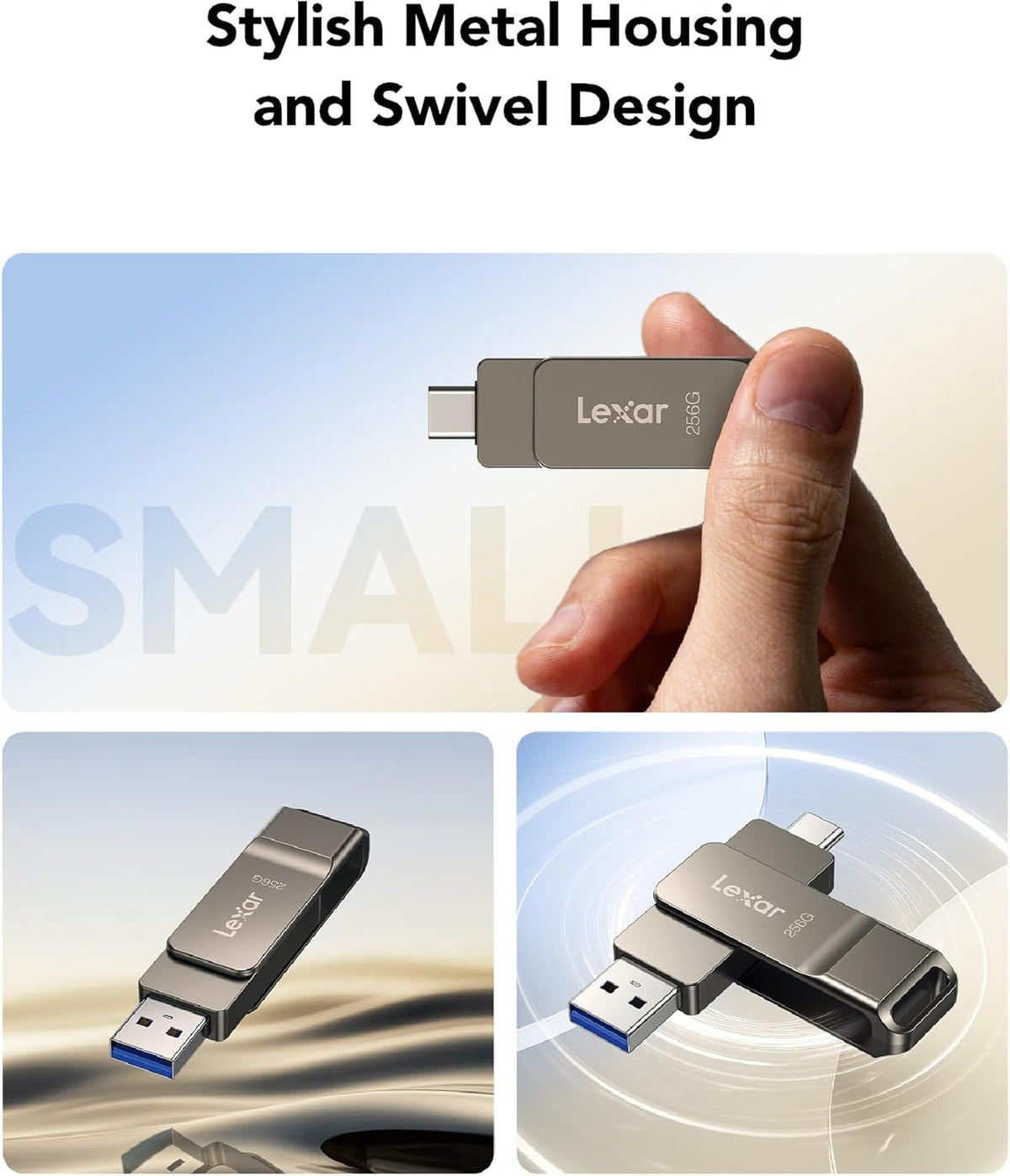 Lexar D40E 256GB Unidad Dual USB 3.2 Gen 1 Tipo-C Jump Drive, Unida...