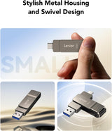 Lexar D40E 256GB Unidad Dual USB 3.2 Gen 1 Tipo-C Jump Drive, Unida...