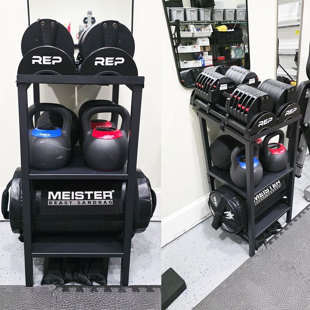 Rack Ajustable para Mancuernas/Kettlebells 500-800LB Pesado con Cobertura Opcional