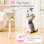 Varita eléctrica de mariposa para gatos de interior, juego automático giratorio de 360 grados con 2 modos y toque para despertar, base de succión lavable recargable, 3 recambios de mariposa