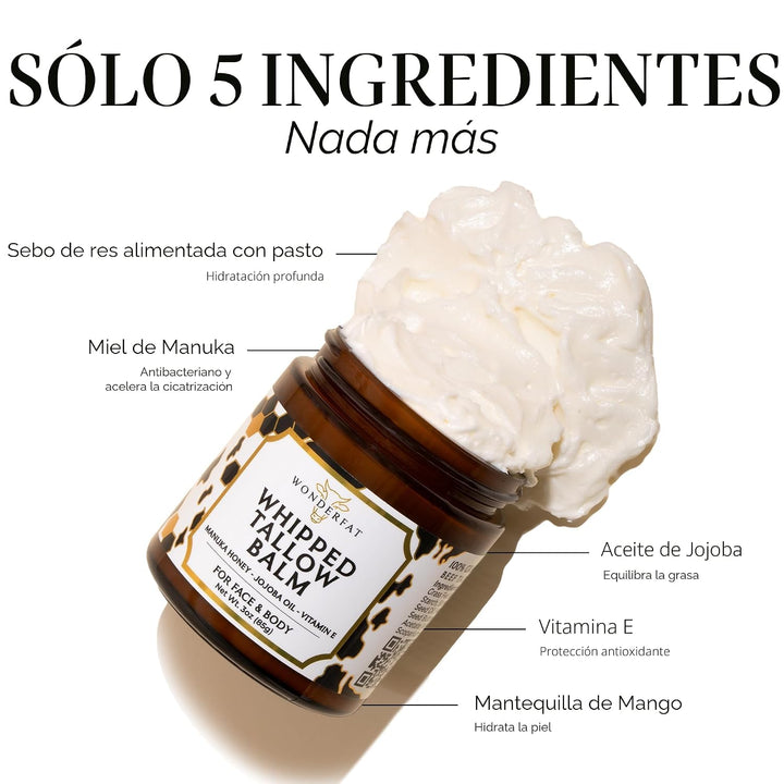 Wonderfat Bálsamo de sebo batido alimentado con hierba, hidratante...