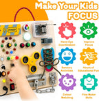 Tablero de actividades con interruptores de luz LED, juguetes Montessori para niños pequeños de 1 a 3 años, tablero de actividades sensoriales de madera, juguete de aprendizaje de viaje para niños y