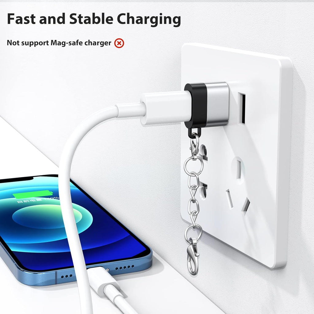 Adaptador USB A a USB C, paquete de 10 con llavero, carga de 18 W, transferencia de 480 Mbps