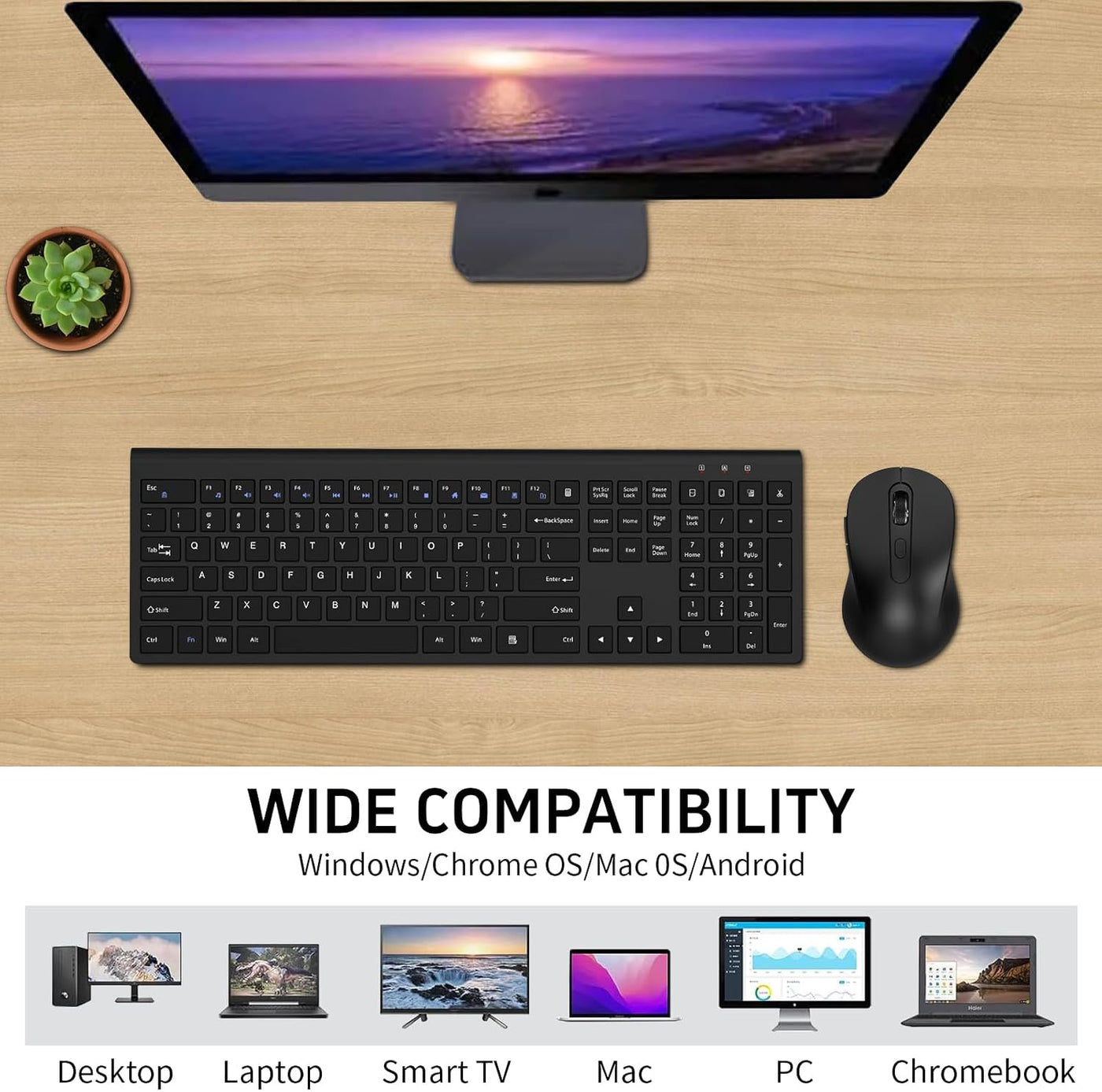 SHUNJINRUN Ultra Thin Ergonómico Silencioso Teclado Teclado Ratón C...
