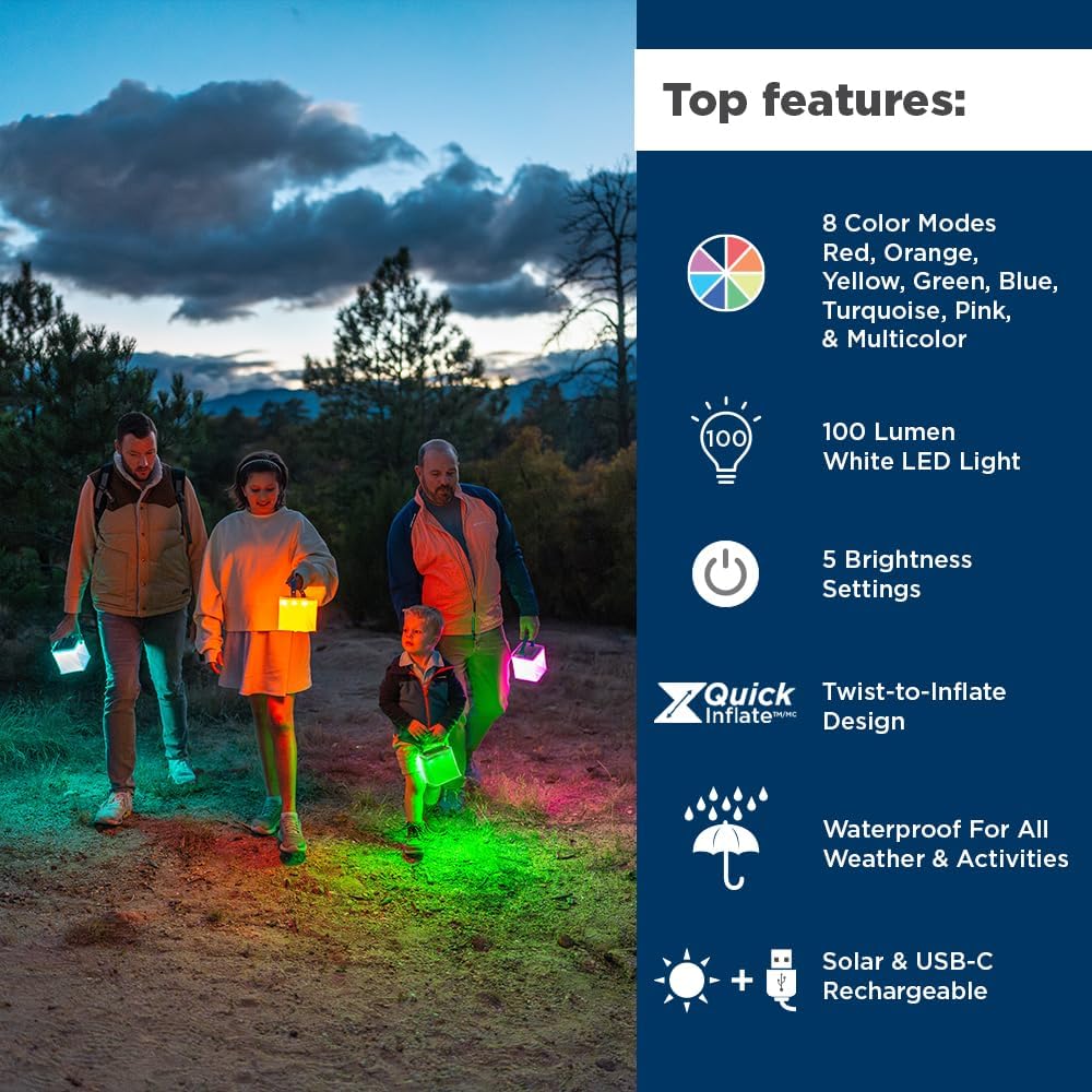 LuminAID Nova Colors - Linterna solar inflable LED para acampar