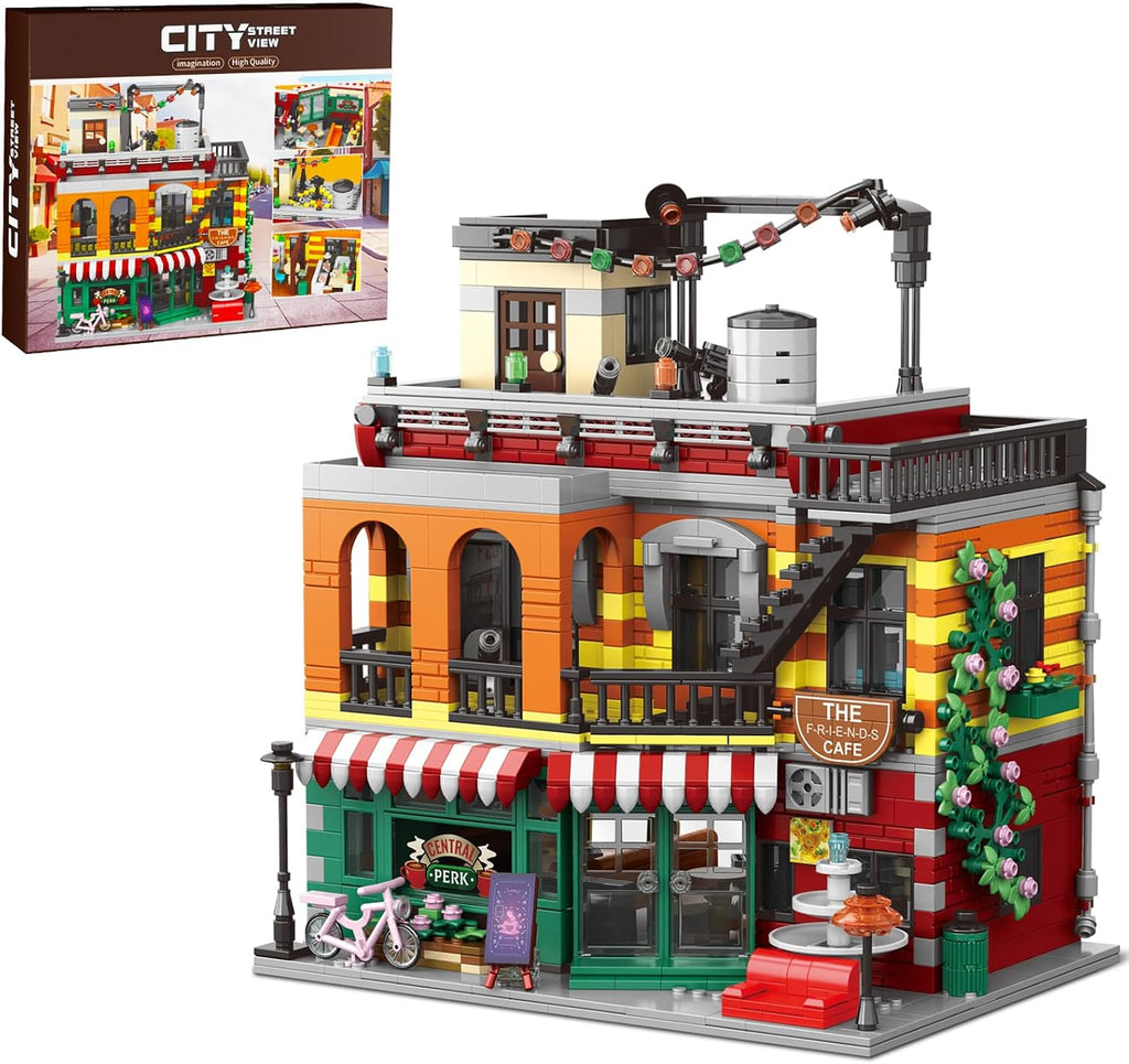 City Coffee House Mini Building Set,Three-Level Cafe Modern House (1058pcs)