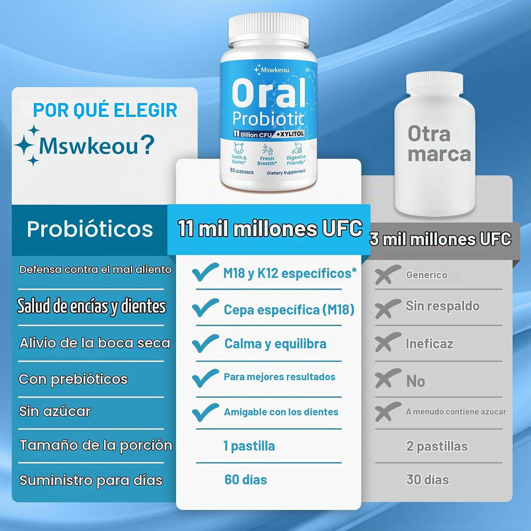 Probióticos orales para el mal aliento bucal para adultos 11 mil mi...