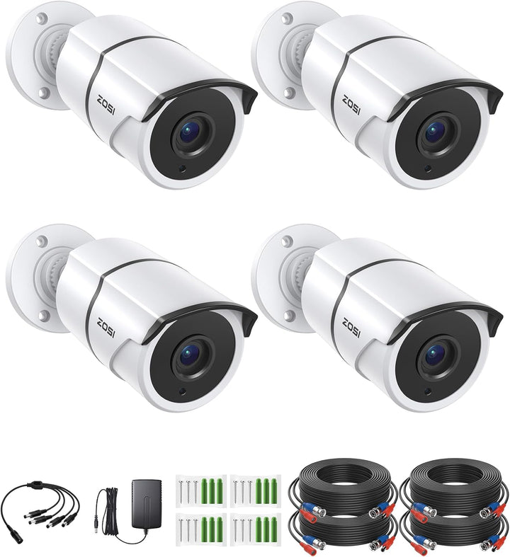 ZOSI 4PACK 1920TVL 1080P HD TVI Cámaras de seguridad 120 pies de vi...