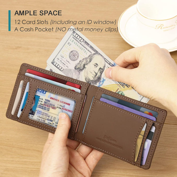 Cartera Pefiam de cuero de grano completo para hombres - Cartera de...