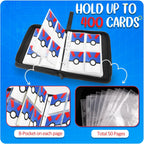 Carpeta para tarjetas de 4 bolsillos, porta tarjetas coleccionables que cabe 400 tarjetas con 50 fundas extraíbles, álbum portátil para colección de cartas, estuche para cartas de juego con cremallera