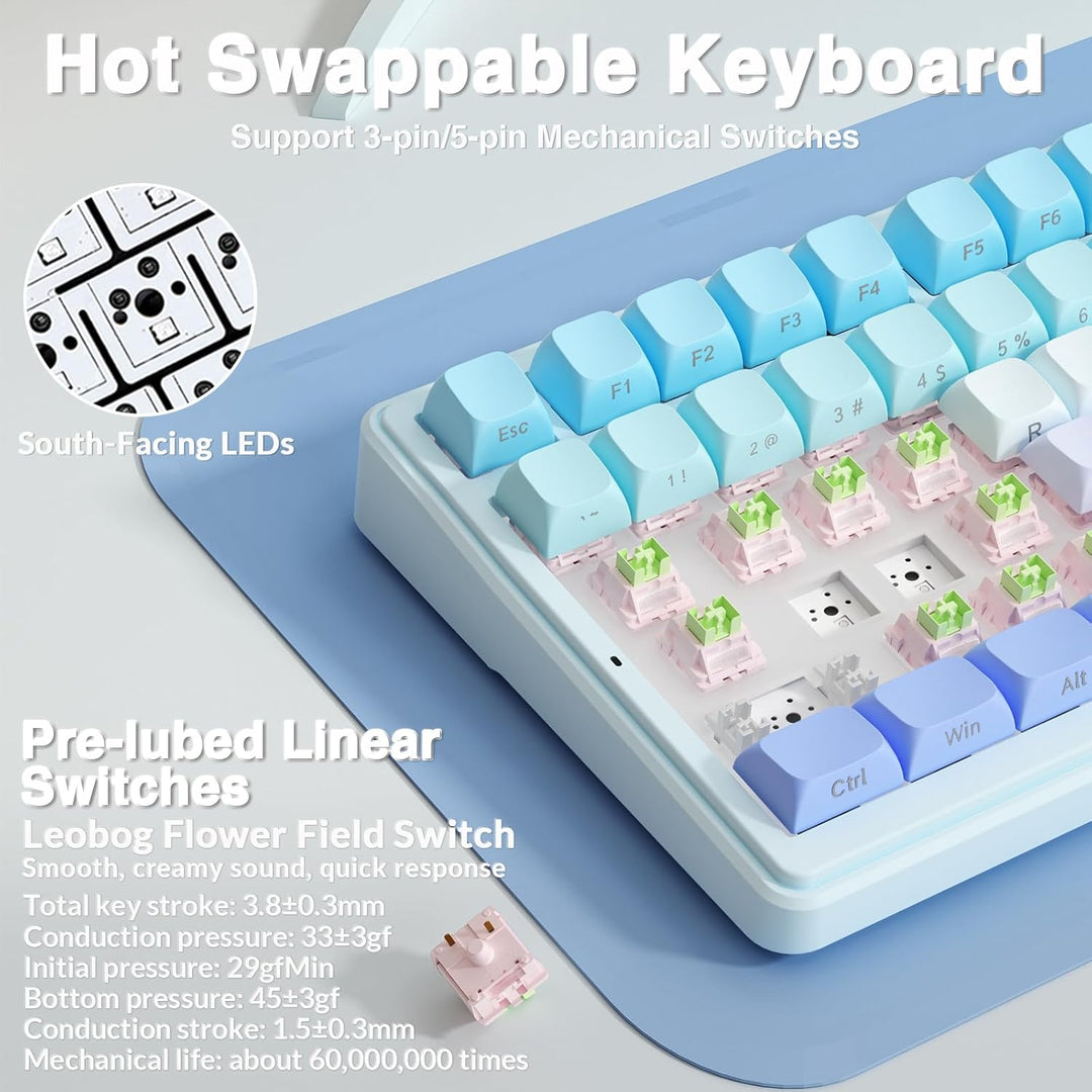 AULA Teclado mecánico inalámbrico F99, triple modo (BT5.0\/2.4GHz\/...