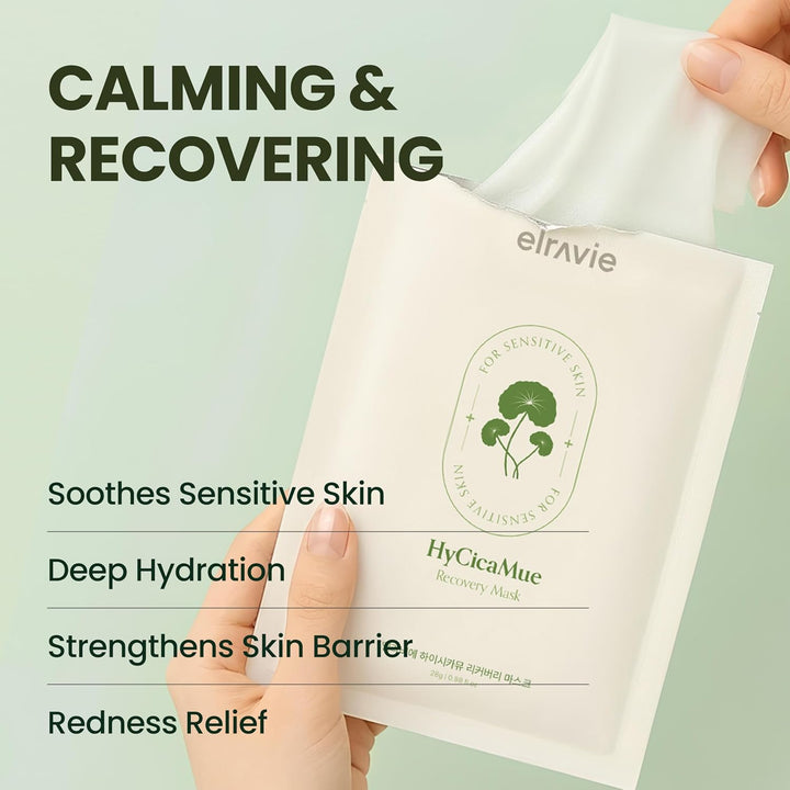 elravie HyCicaMue - Máscara de recuperación (10ea), máscara de hoja...