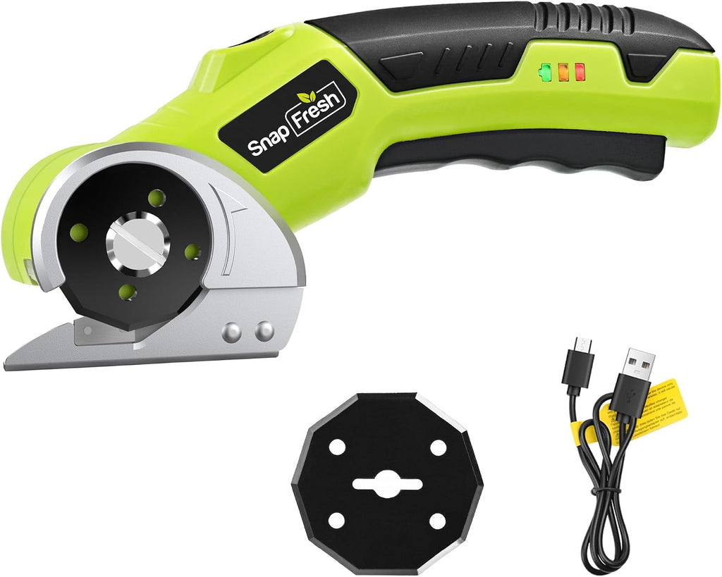 SnapFresh Tijeras eléctricas inalámbricas 4V con batería de 2.0Ah y luz LED