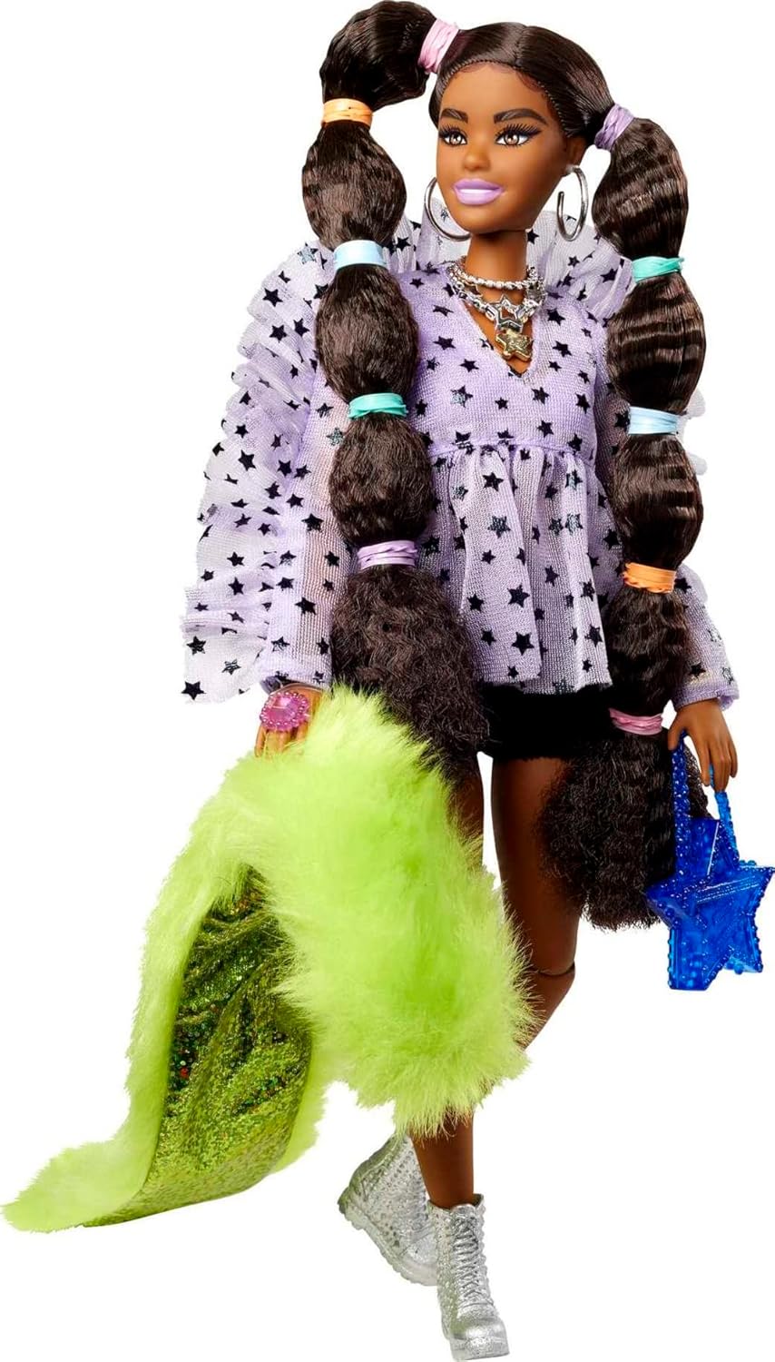 Barbie Muñeca extra y accesorios con coletas largas y lazos para el...