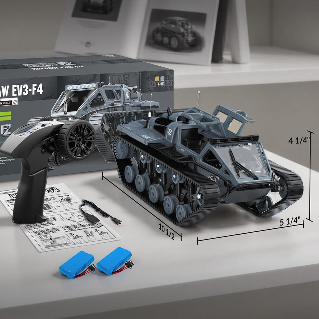 1:16 RC Tanque Control Remoto Tanque Todoterreno RC Camión 4WD RC Escalador Rotación 360° Coche Derrapante con 2 Baterías