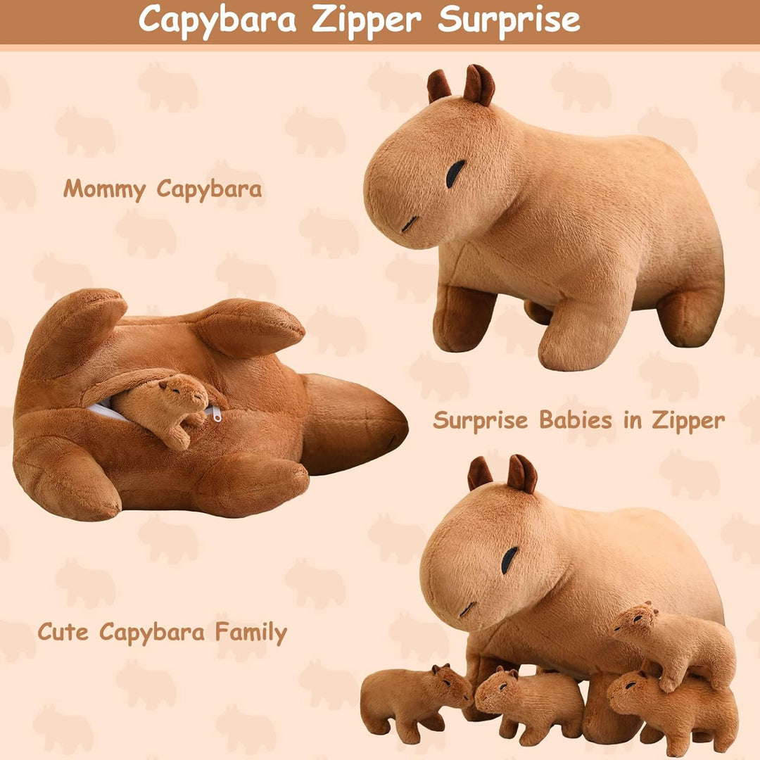 SQEQE Capybara - Peluche de mamá con 4 lindos animales de peluche C...