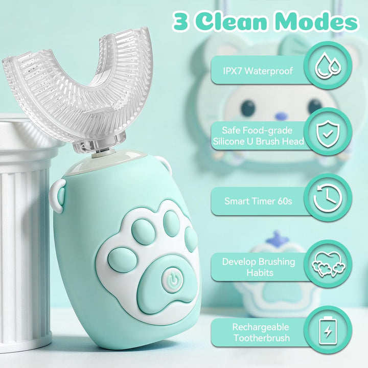 KAQINWX Cepillo de dientes eléctrico en forma de U para niños de 2...