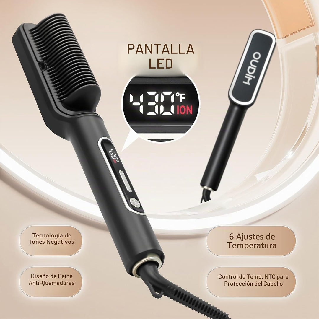 Cepillo profesional iónico para alisar el cabello con pantalla LED,...