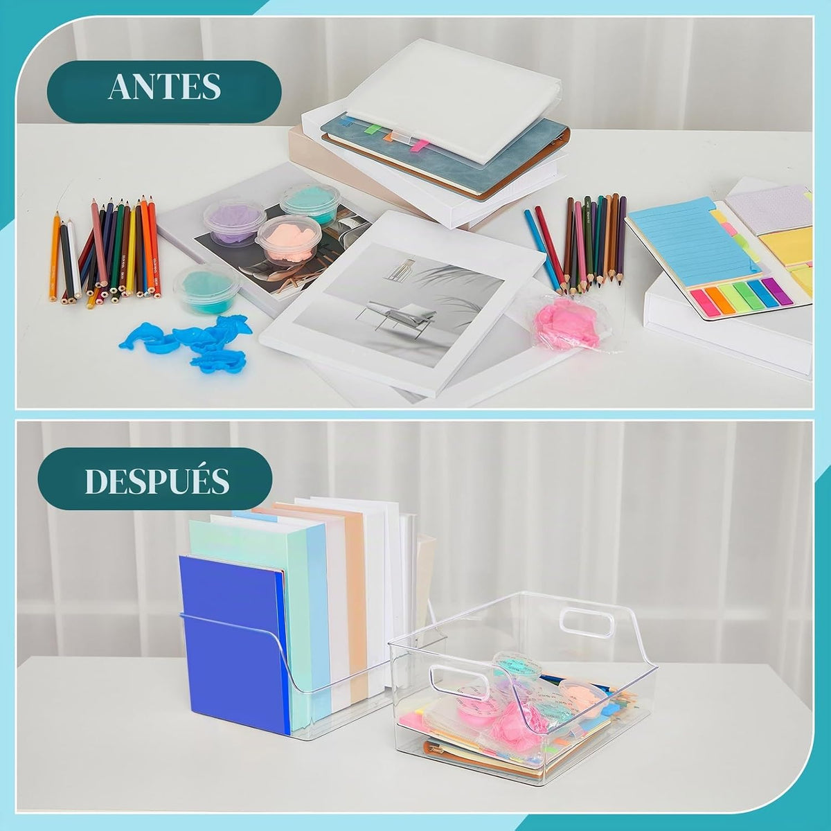 Organizador de libros de almacenamiento grande transparente de 4