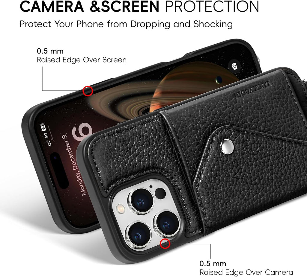 Funda cruzada de cuero genuino para iPhone 16 Pro Max