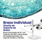 AmScope SM-3T microscopio estéreo trinocular profesional con zoom estereoscópico SM-3T con control simultáneo de enfoque, oculares WH10x, aumento 7X-45X, objetivo zoom 0.7X-4.5X, iluminación ambiental, soporte de pluma de doble brazo.