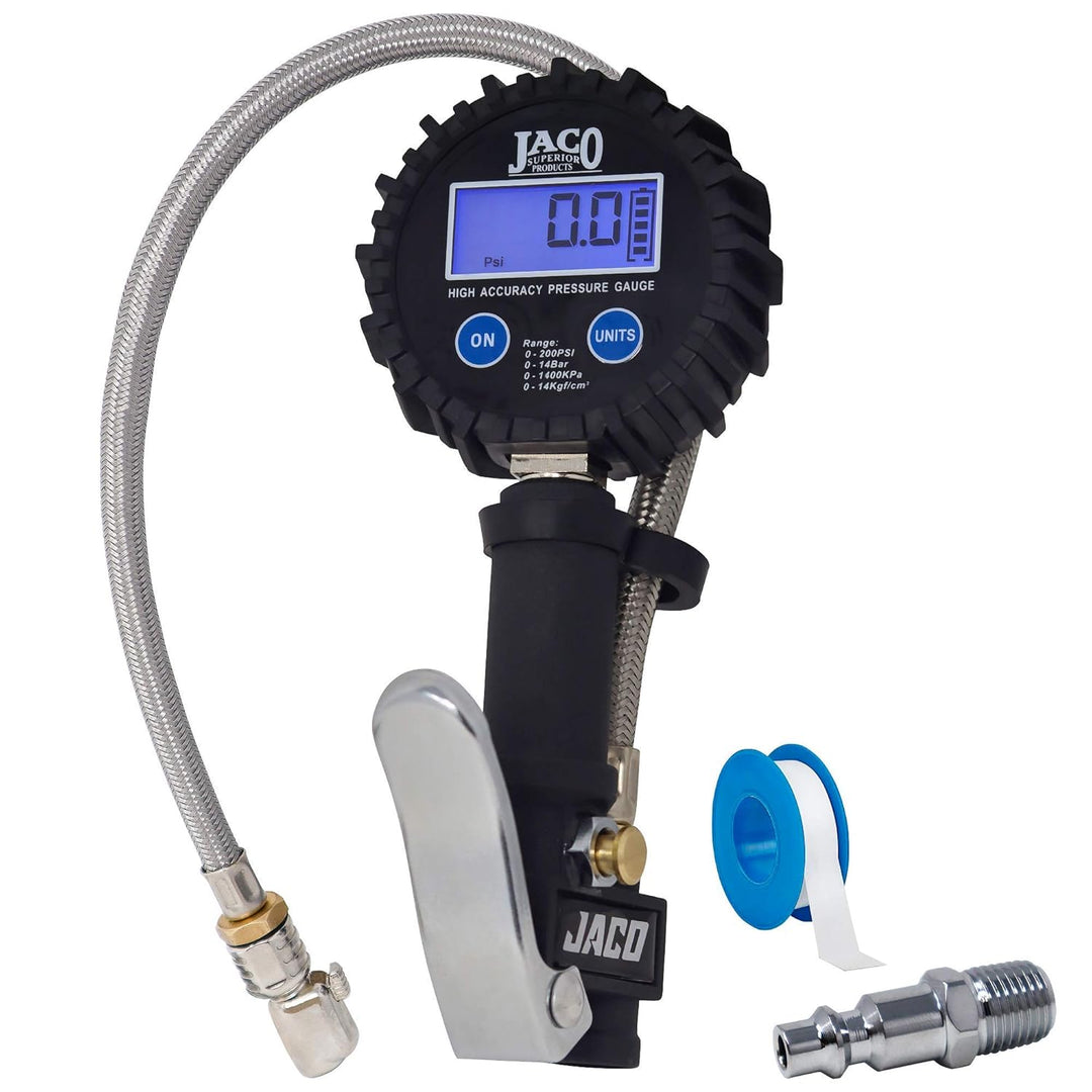 Medidor digital de inflador de neumáticos Jaco FlowPro, 200 PSI