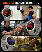 Reloj inteligente militar para hombre, rastreador de actividad física de 1.39 pulgadas con luz LED, contador de pasos, monitor de calorías de sueño, impermeable, 420 mAh, reloj inteligente