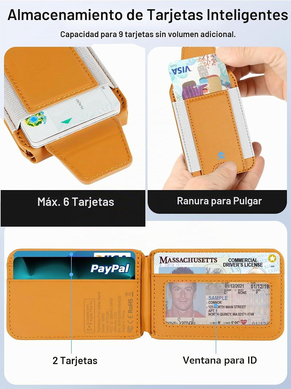 para MagSafe Wallet Works con Apple Find My, Strongest Magnetic Wallet