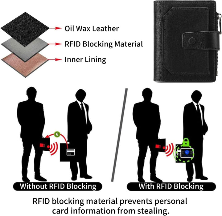 GAEKEAO Billeteras de cuero genuino para hombre con cremallera, blo...