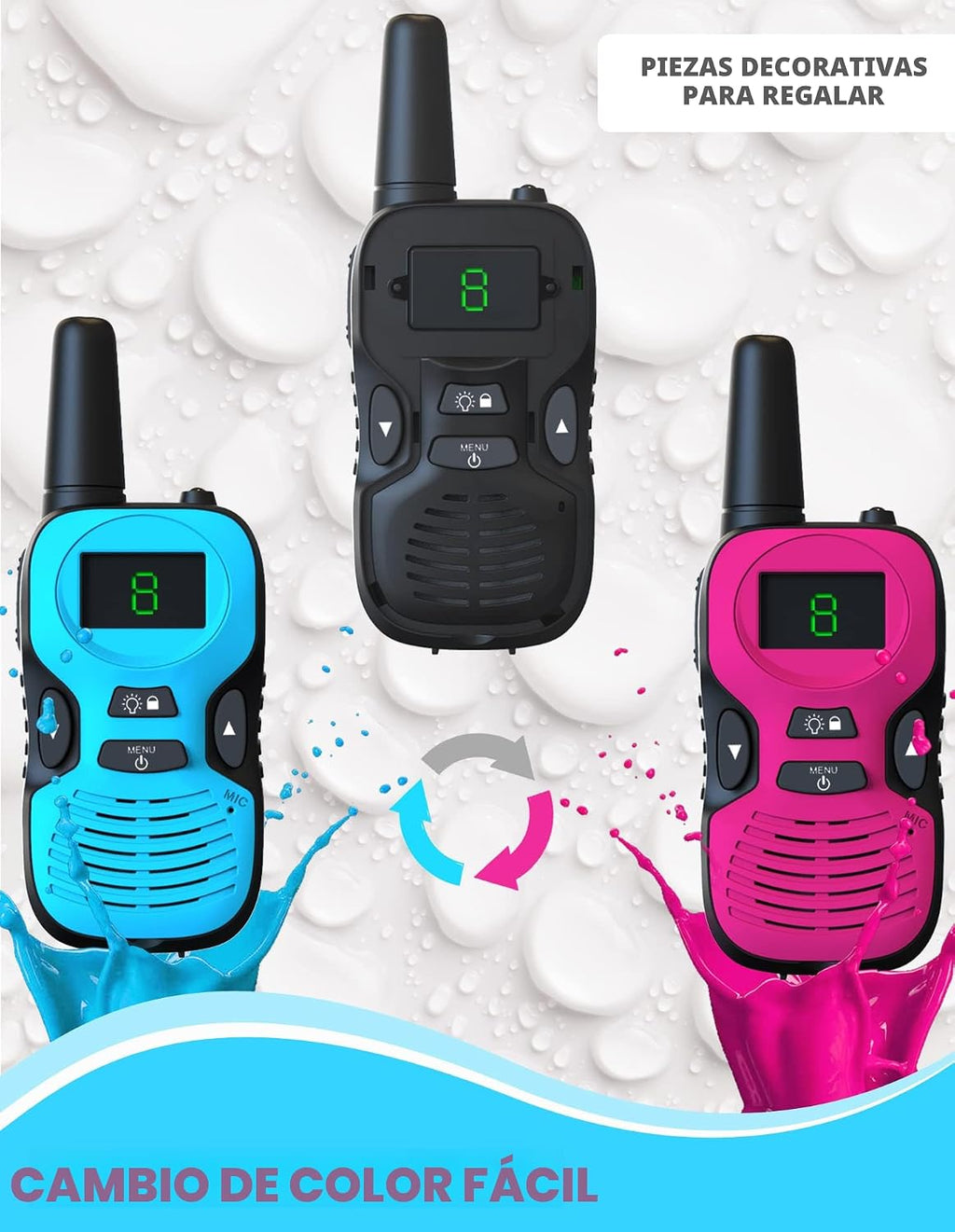 Walkie Talkies para Kids Rechargeable 4 Pack - Outdoor Hiking Camping Toys
