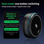 Black Shark Cargador inalámbrico con ventilador de refrigeración, almohadilla magnética de doble cara de 25 W compatible con carga MagSafe de iPhone 17/16/15/14, enfriador de teléfono para juegos/transmisión