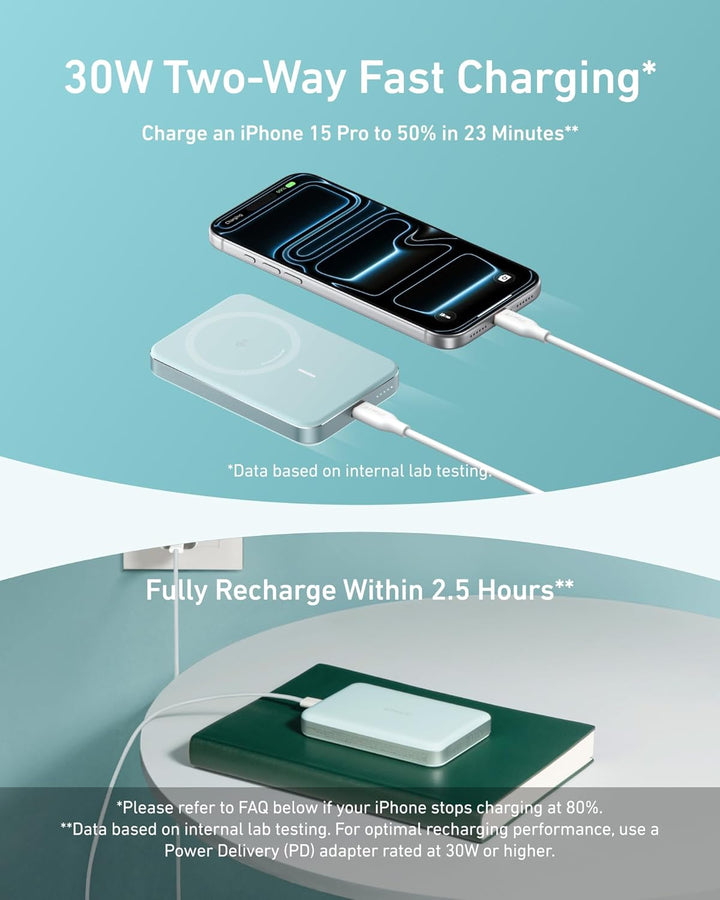 Anker MagGo Power Bank, batería magnética ultradelgada de 10,000 mA...