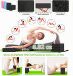 Alfombrilla de yoga gruesa, 6 bandas de resistencia de tela, paquete de 2 bloques de yoga, equipo de entrenamiento en casa, kit básico de inicio para principiantes de tonificación de cuerpo