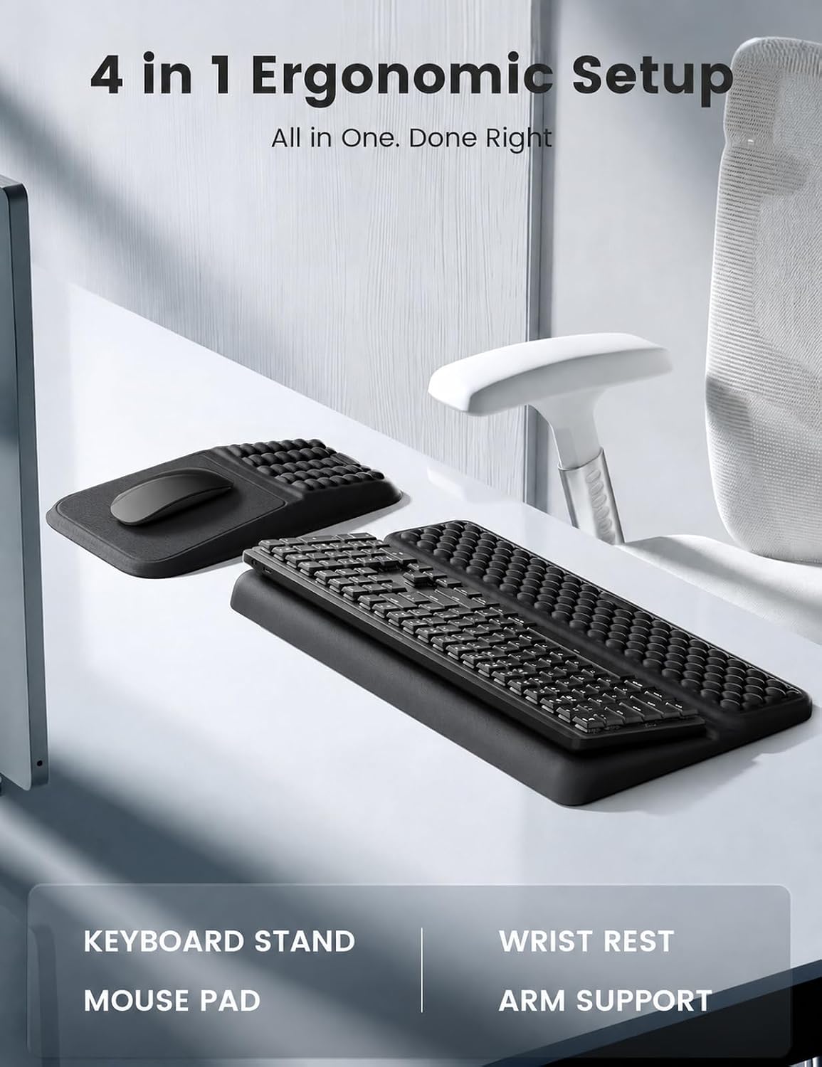 Vaydeer Juego de soporte para teclado y mouse pad, reposamuñecas de espuma