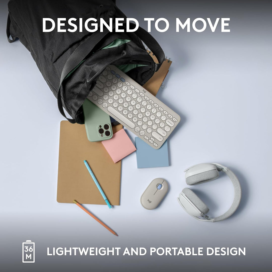Logitech Pebble Keys 2 K380s, teclado inalámbrico Bluetooth multidi...