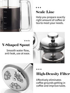 Decdeal Cafetera francesa de doble pared Cafetera de vidrio de borosilicato