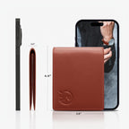 Billetera de cuero de grano completo para hombre, minimalista, delgada, plegable, con bloqueo RFID, con bolsillo para efectivo, 8 ranuras para tarjetas (marrón coñac)