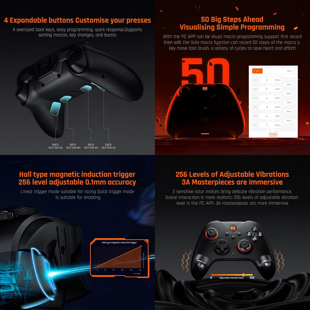 Controlador Inalámbrico Black Shark, BIGBIG Won Gale para PC, Apuntado por Movimiento, Gatillo Hall, 4 Botones Personalizables, Controlador de Juegos Inalámbrico con App para Switch/PC/iOS/Android [windows]