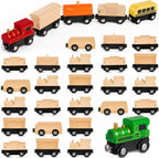 Halloscume 30 vagones de tren de madera magnéticos sin terminar