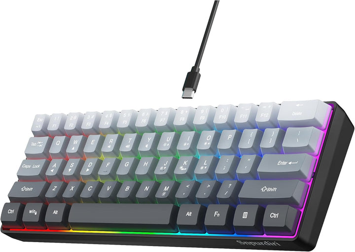 Snpurdiri - Teclado para videojuegos 60% con cable, retroiluminado...