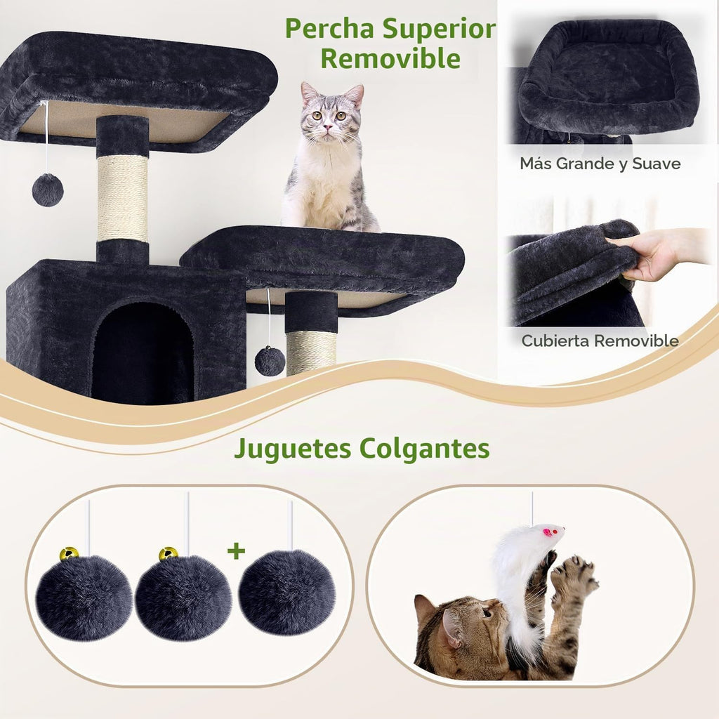Globlazer Torre extra alta para gatos de interior, 76 pulgadas, F76, gris