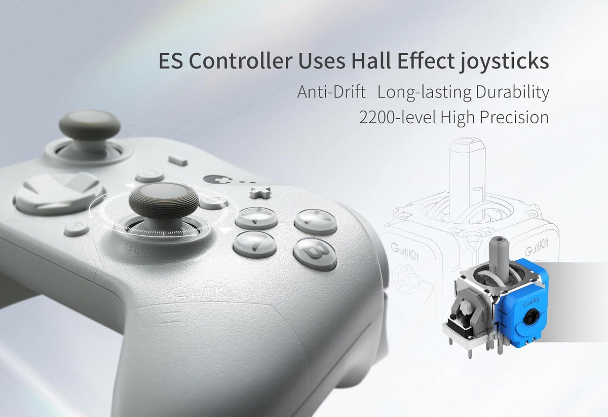 GuliKit ES Wireless PC Controller – 3.25ms de baja latencia, joysticks de efecto Hall