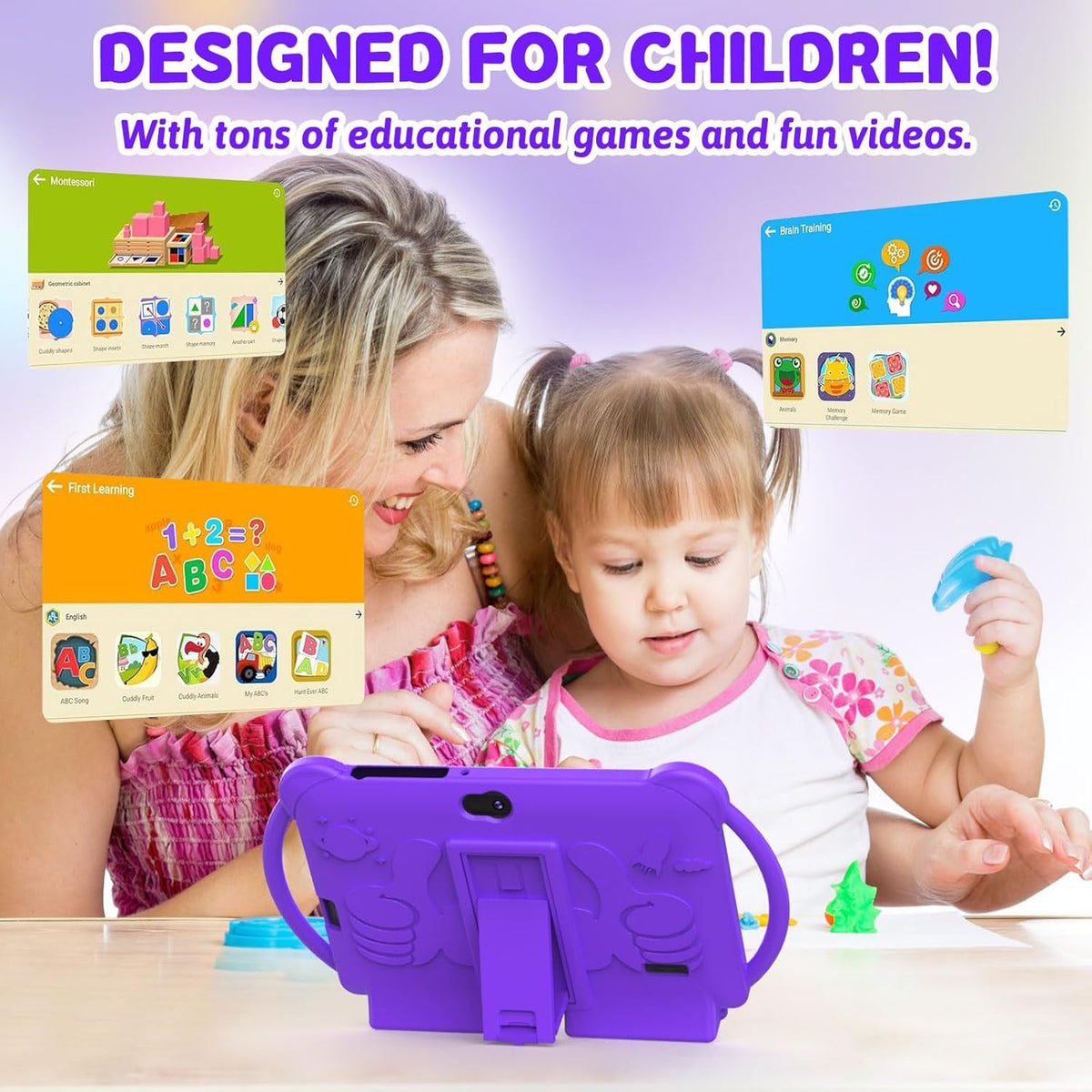 Tablet para niños 7 pulgadas para niños y niñas, tabletas Android p...