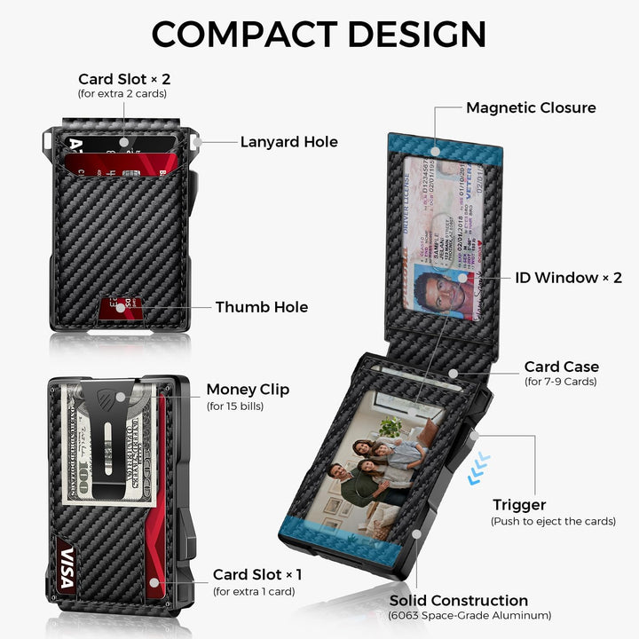RUNBOX Cartera minimalista para hombre con capacidad para 14 tarjet...