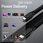 Cable USB C USB C, cable USB-C 3.2 de 16.5 pies, 100 W, 4K UHD, 20 Gbps