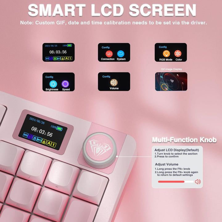 AULA Teclado mecánico inalámbrico S98 Pro con pantalla y perilla, 2...