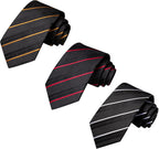 Hi-Tie - Juego de 3 piezas para hombre, incluye corbata, pañuelo de bolsillo, gemelos y pin de solapa, colección de corbata de seda