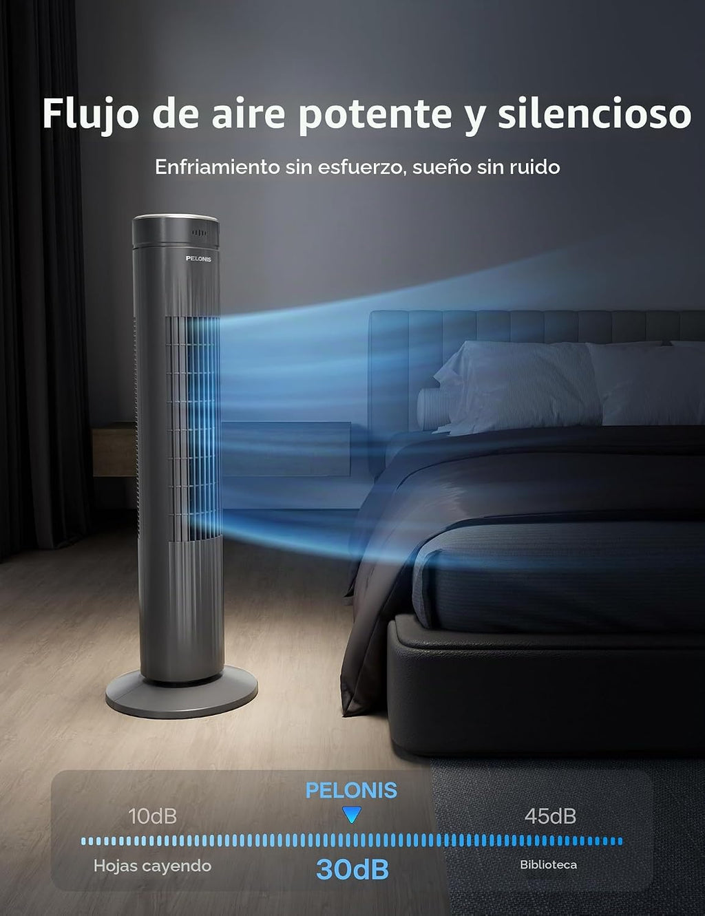 PELONIS Ventilador de torre oscilante de 30 pulgadas para dormitori...